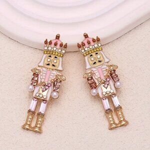 Gold and Pink Nutcracker Earrings